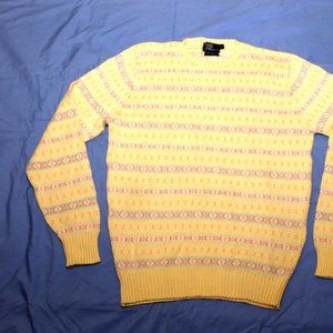 Polo by Ralph Lauren, Made in Great Britian,Yellow Knit, Mens Crewneck Sweater L